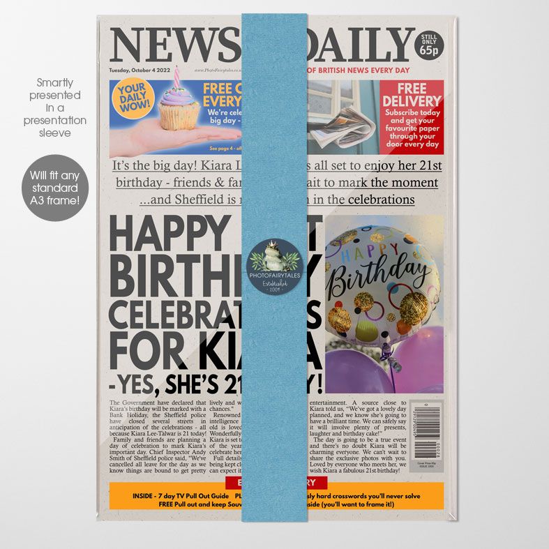 Personalised 18th or 21st Birthday Newspaper | personalised newspaper gift from PhotoFairytales