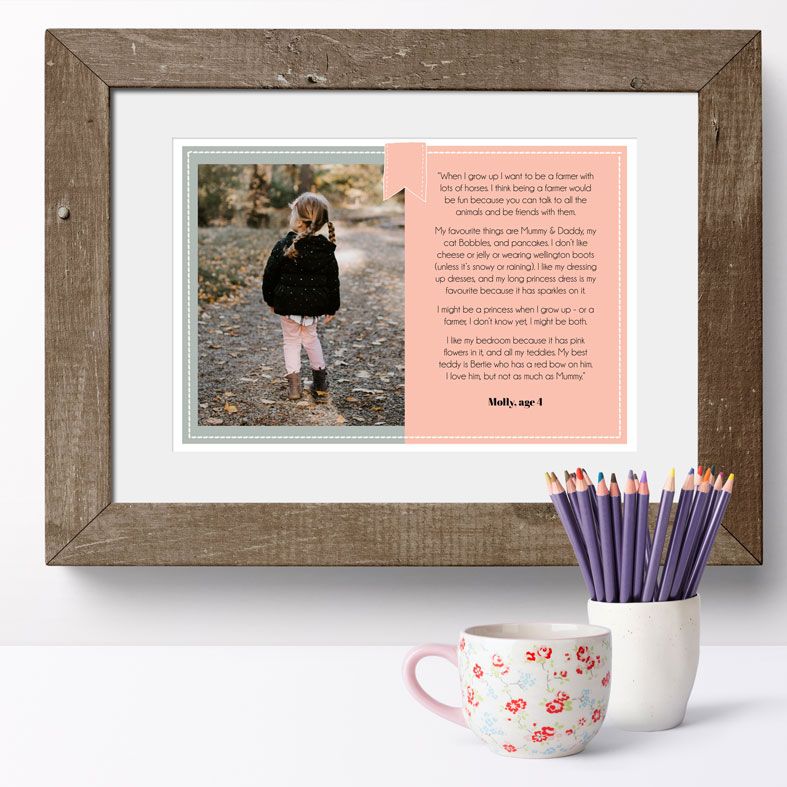 Contemporary photo art print - personalised with any wording. Wedding vows, baby birth, poem, prose, or any personal message. Turn your photo into art!