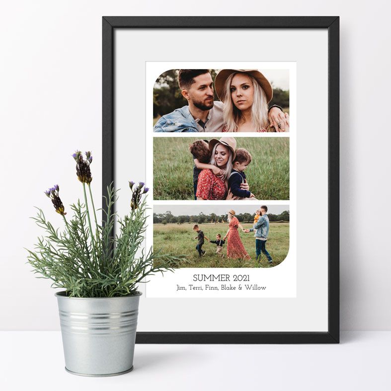 Contemporary photo art print - personalised wall print featuring your favourite photos. Turn your photos into art! Free UK P&P