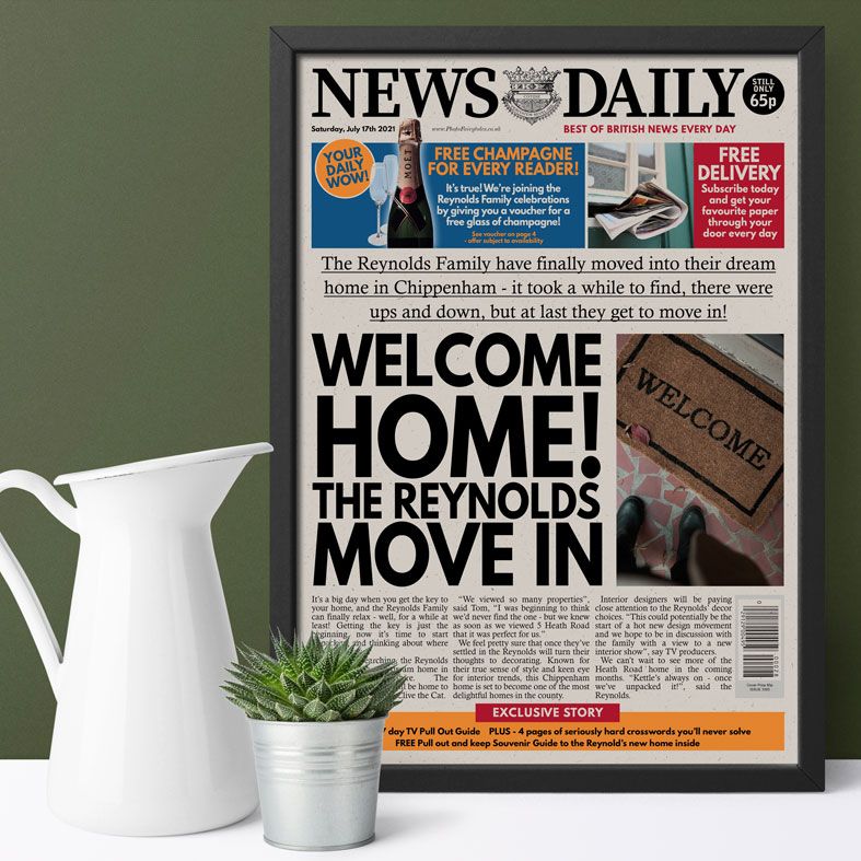 Personalised Housewarming Newspaper | personalised new home moving newspaper gift from PhotoFairytales