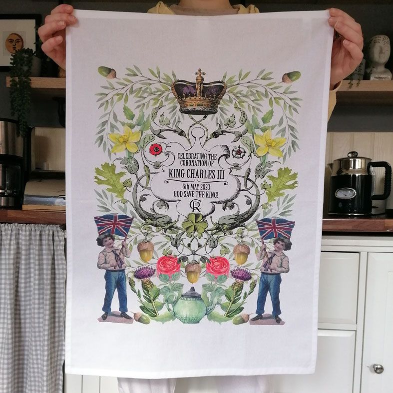 Coronation Tea Towel | Commemorative Souvenir Tea Towel, King Charles III 2023, PhotoFairytales