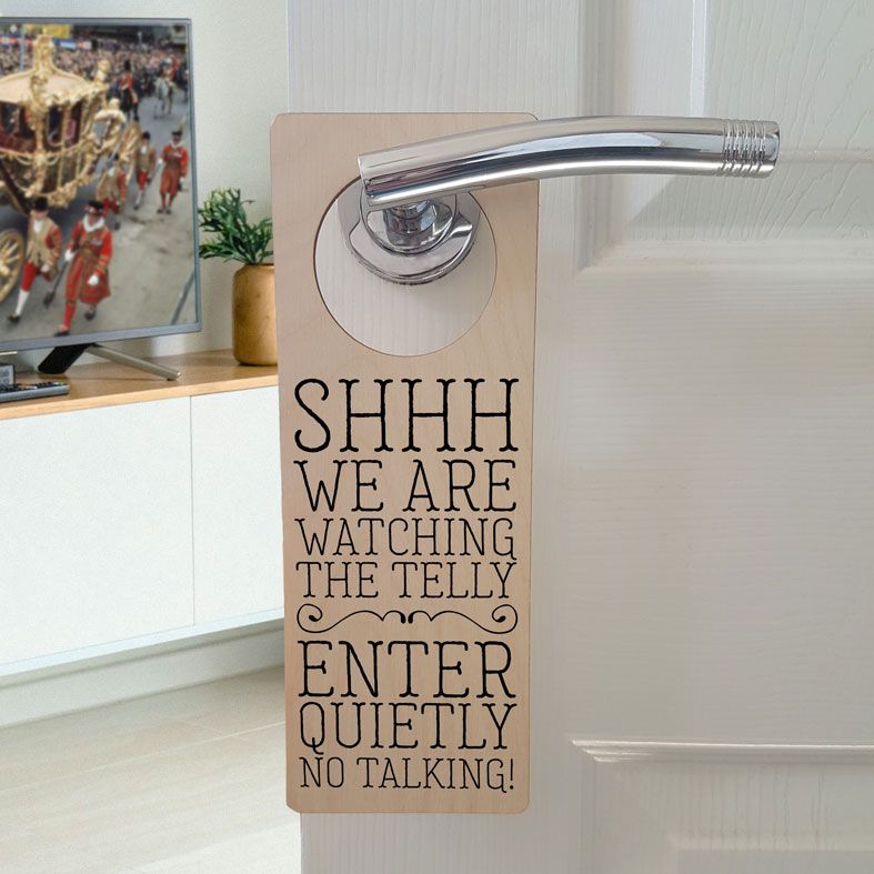 Coronation Do Not Disturb TV Doorhanger | Don't be interruped while you're watching the King's Coronation, PhotoFairytales
