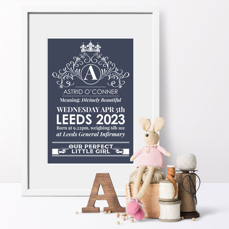 Heritage-personalised-name-meaning-christening-print-birth-statistics-Dark-