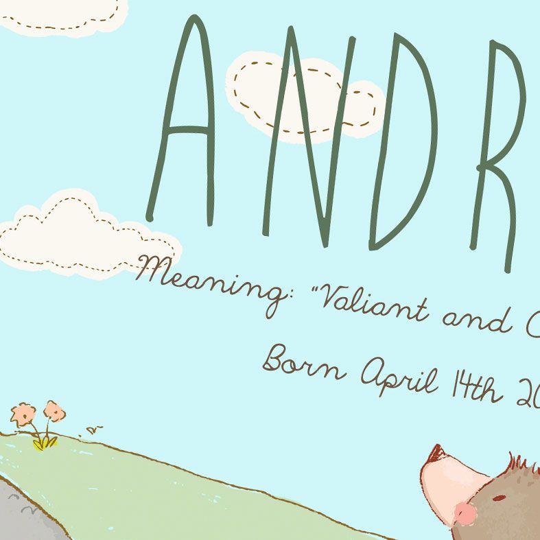 Personalised Spring Day baby name print | bespoke baby christening gifts from PhotoFairytales