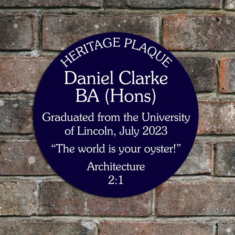 Personalised Blue Heritage Plaque | Graduation Gift from PhotoFairytales