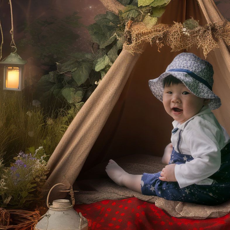 Camping Trip, bespoke fantasy image created from your own photo into unique personalised portrait and custom wall art | PhotoFairytales