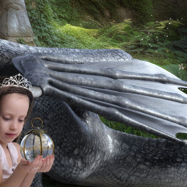 Dragon's Rest is a magical fairy tale photo portrait created from your own photo into unique personalised art work for your baby or child.