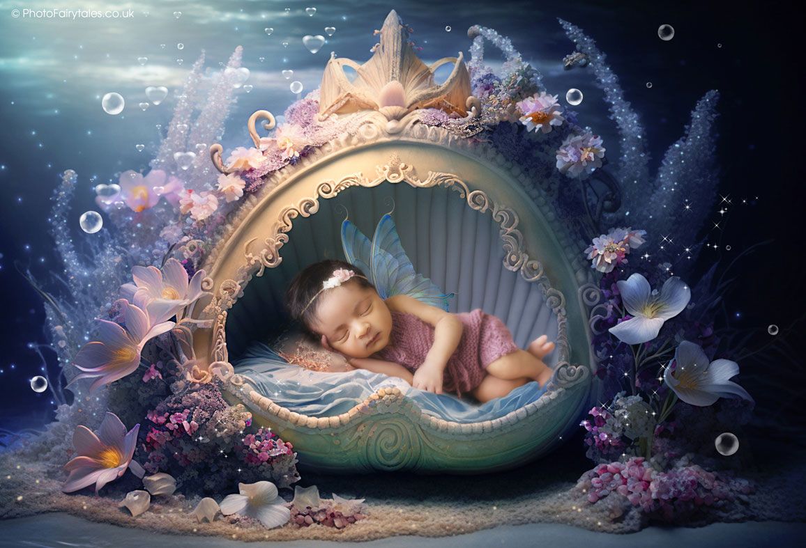 Mermaid Palace, bespoke fantasy image created from your own photo into unique personalised portrait and custom wall art | PhotoFairytales
