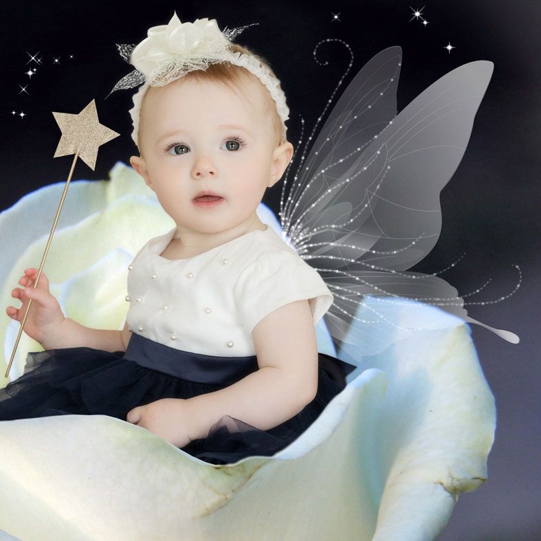 Rosebud Baby, fairy tale fantasy image created from your own photo into unique personalised portrait and bespoke wall art | PhotoFairytales