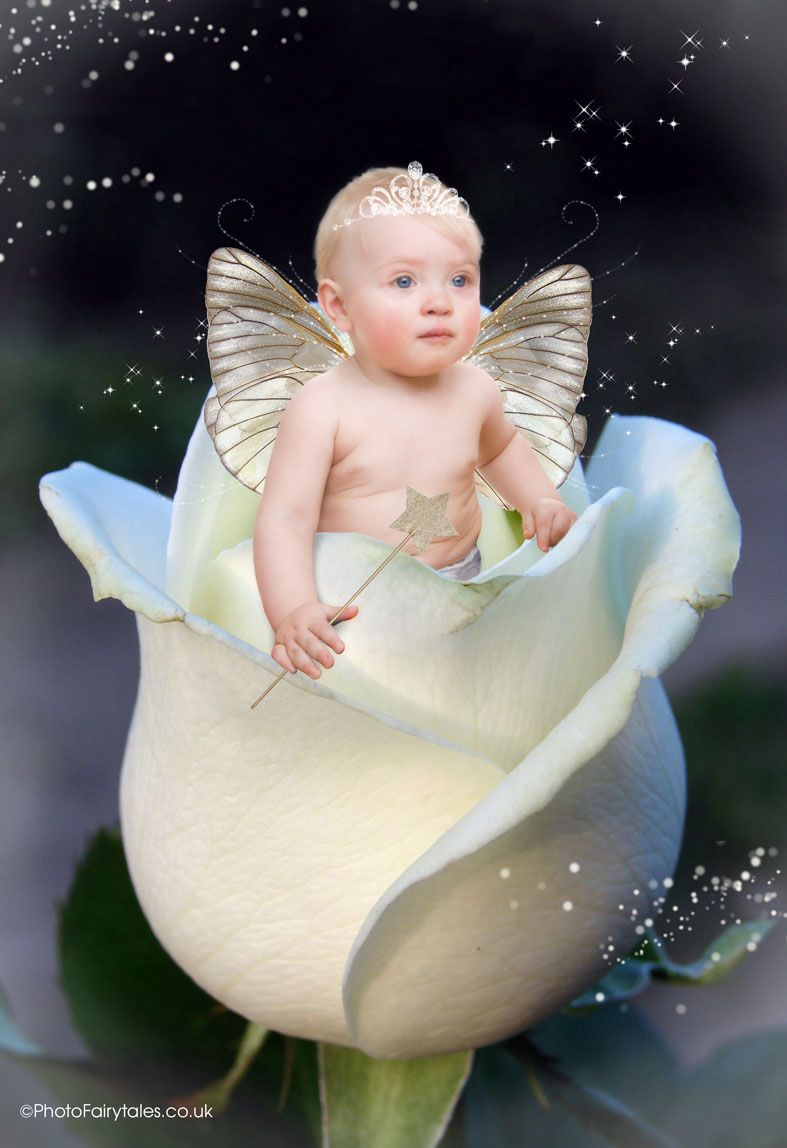 Rosebud Baby, fairy tale fantasy image created from your own photo into unique personalised portrait and bespoke wall art | PhotoFairytales