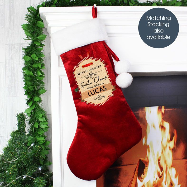 Personalised Special Delivery Red Velvet Christmas Sack | PhotoFairytales