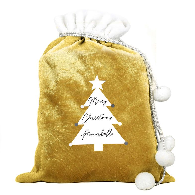 Personalised Gold Pompom Christmas Sack | PhotoFairytales