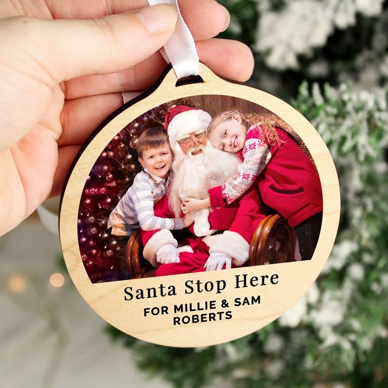 Personalised Wooden Photo Christmas Bauble | personalised with your favourite photo and your own wording | PhotoFairytales