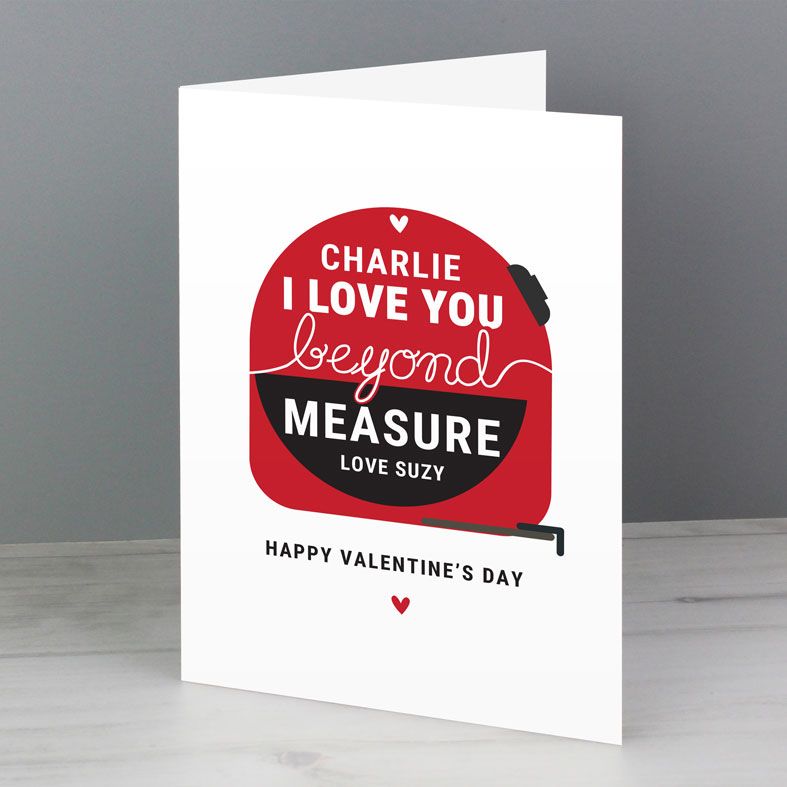 Personalised I Love You Beyond Measure Greeting Card | Tape measure, DIY romantic card, Personalised Valentine and Anniversary Cards for Him or Her, PhotoFairytales