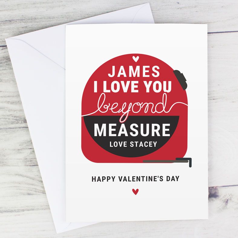 Personalised I Love You Beyond Measure Greeting Card | Tape measure, DIY romantic card, Personalised Valentine and Anniversary Cards for Him or Her, PhotoFairytales
