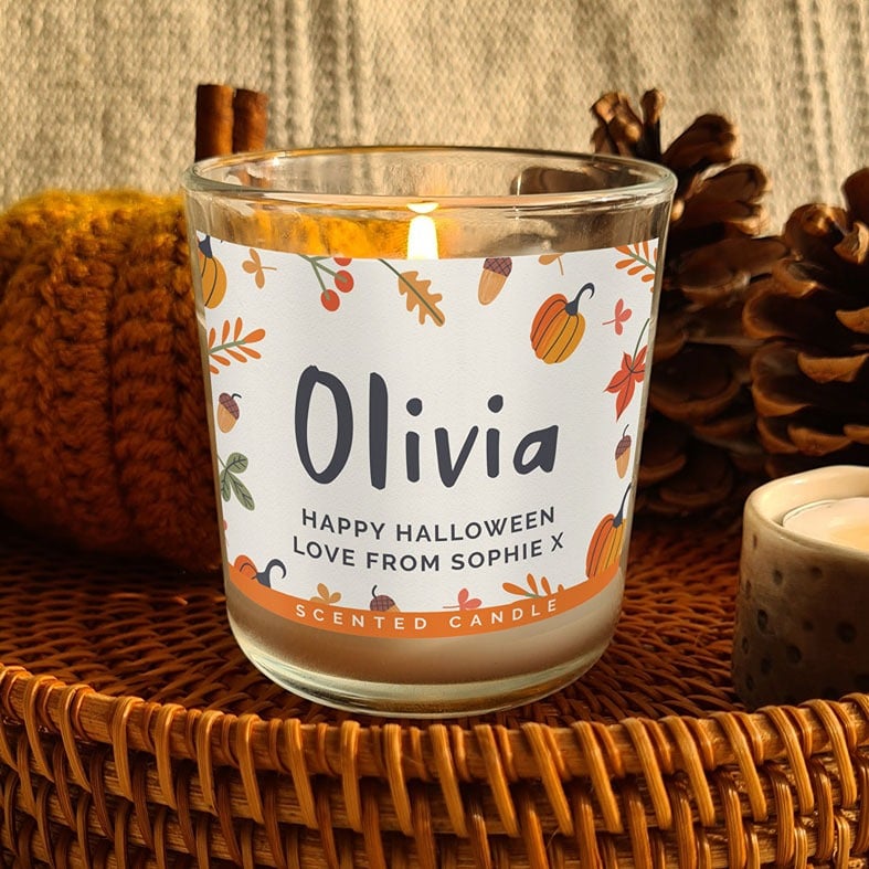 Personalised Halloween Glass Scented Candle