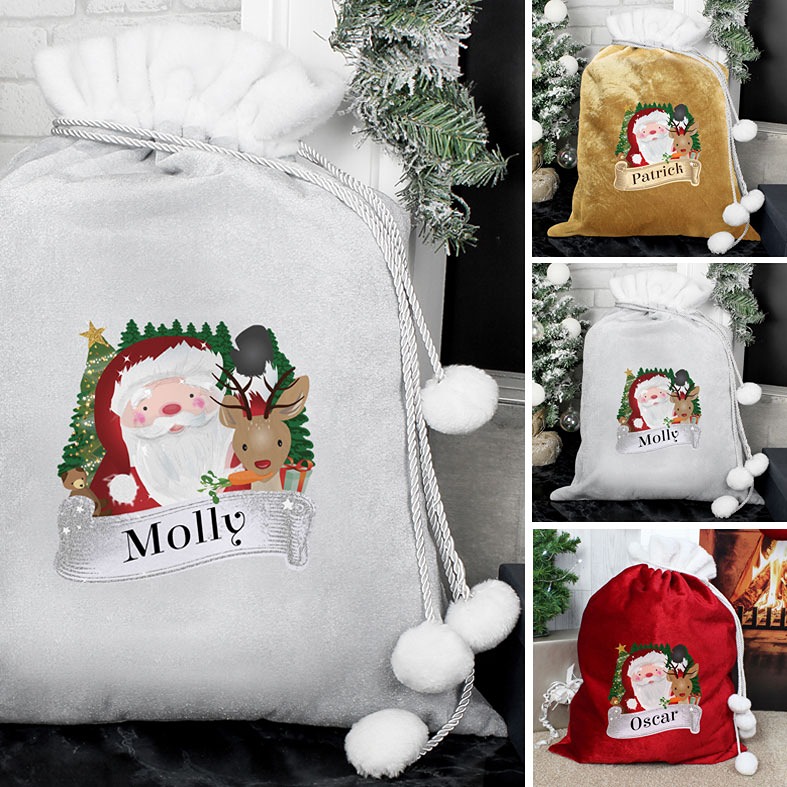 Personalised Grey Velvet Pet Christmas Stocking | PhotoFairytales