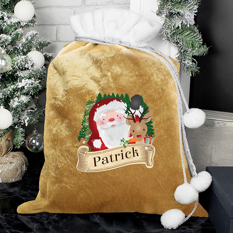 Personalised Santa Pompom Christmas Sack | PhotoFairytales