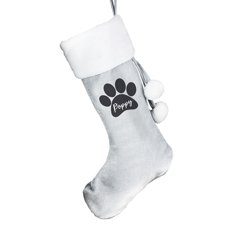 Personalised Pet Santa Stocking, Dog or Cat, velvet finish, from PhotoFairytales