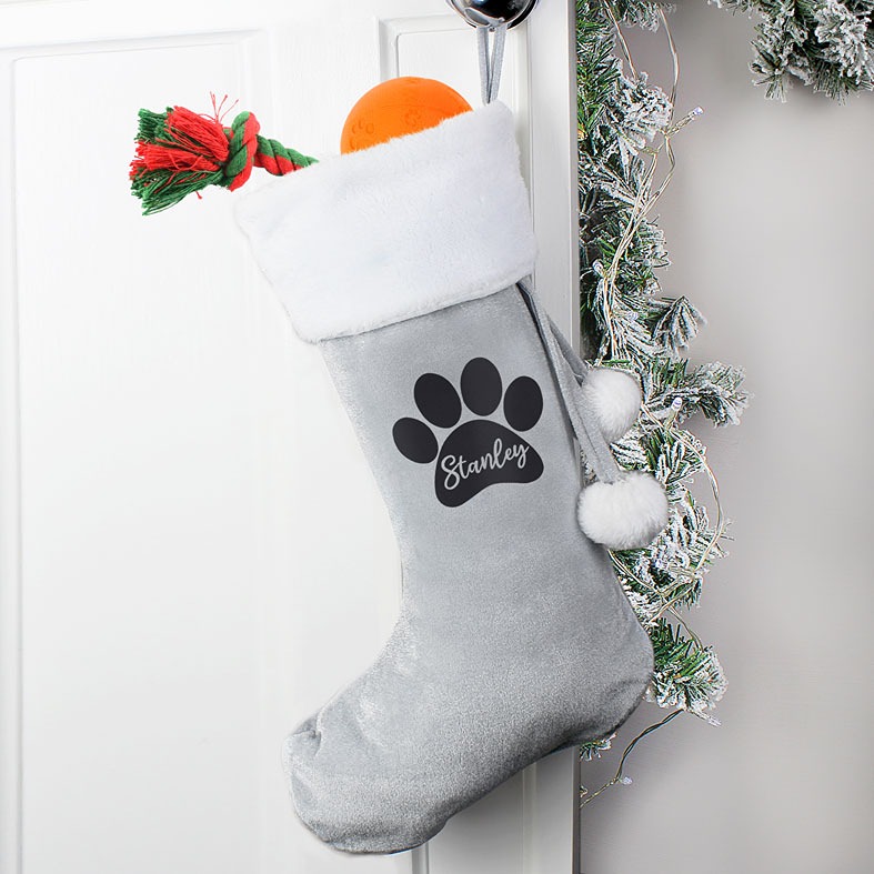 Personalised Pet Santa Stocking, Dog or Cat, velvet finish, from PhotoFairytales