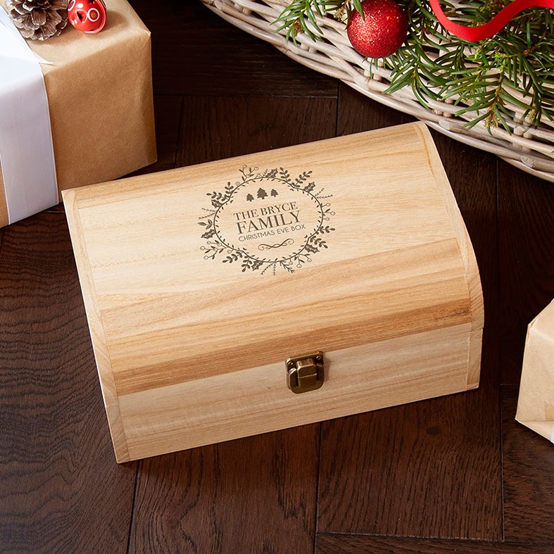Personalised Christmas Eve Boxes | printed and engraved high quality festive wooden boxes, from PhotoFairytales