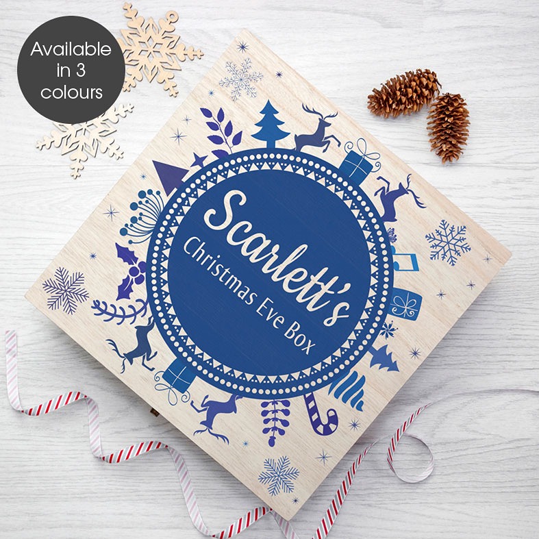 Personalised Christmas Eve Boxes | printed and engraved high quality festive wooden boxes, from PhotoFairytales