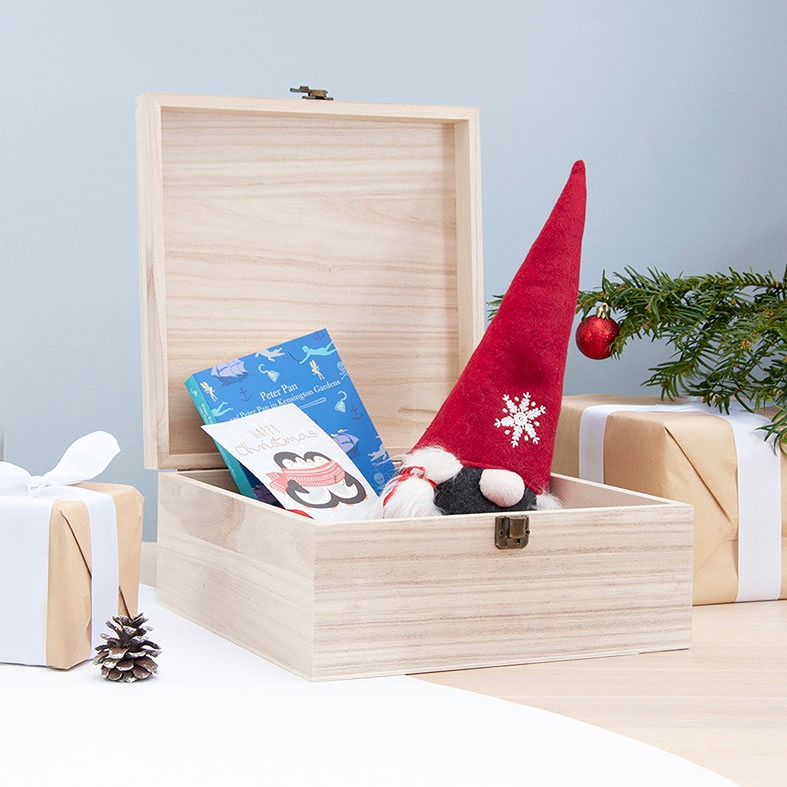 Personalised Elf Boy Christmas Eve Boxes | festive high quality printed wooden boxes, from PhotoFairytales