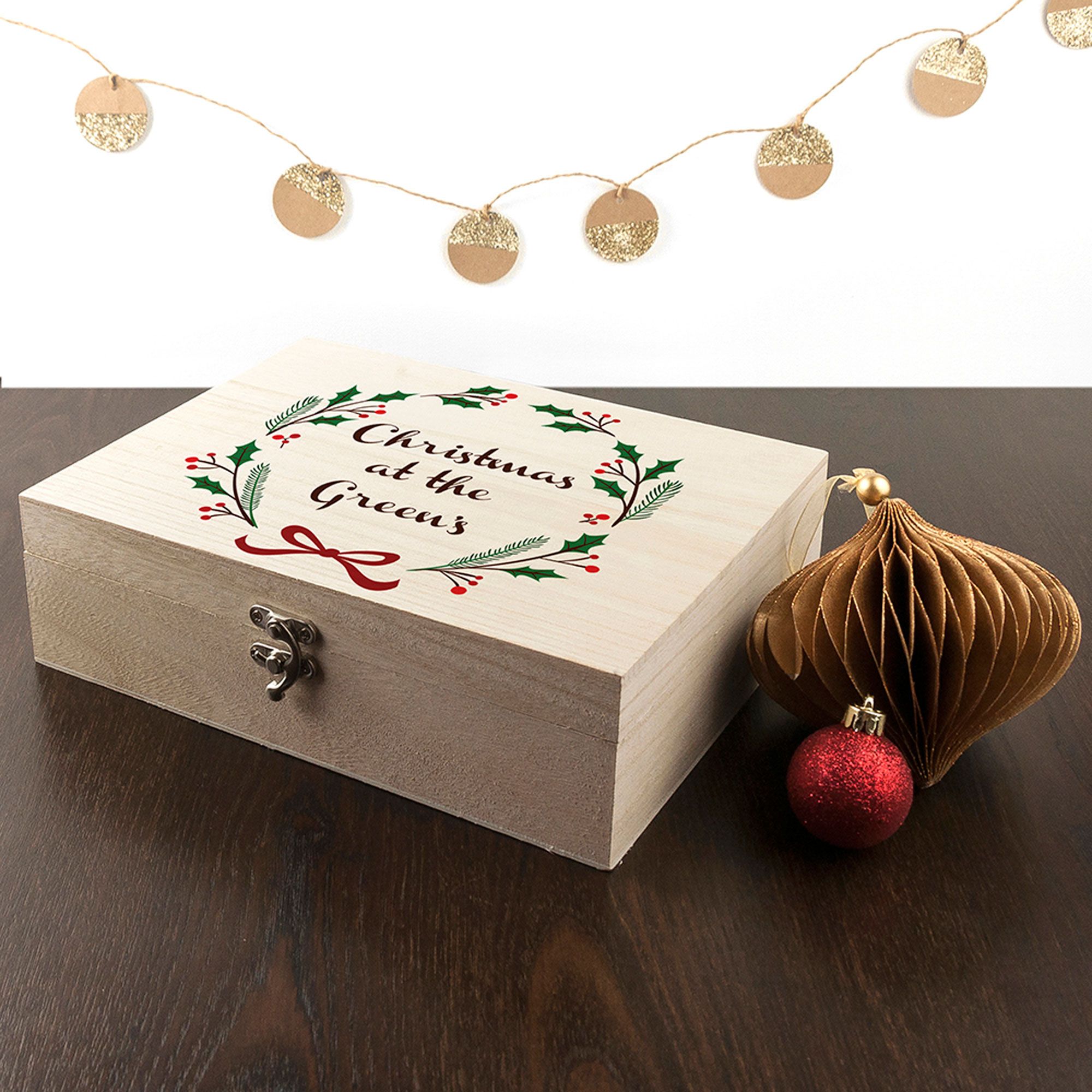 Personalised Christmas Eve Boxes | printed and engraved high quality festive wooden boxes, from PhotoFairytales