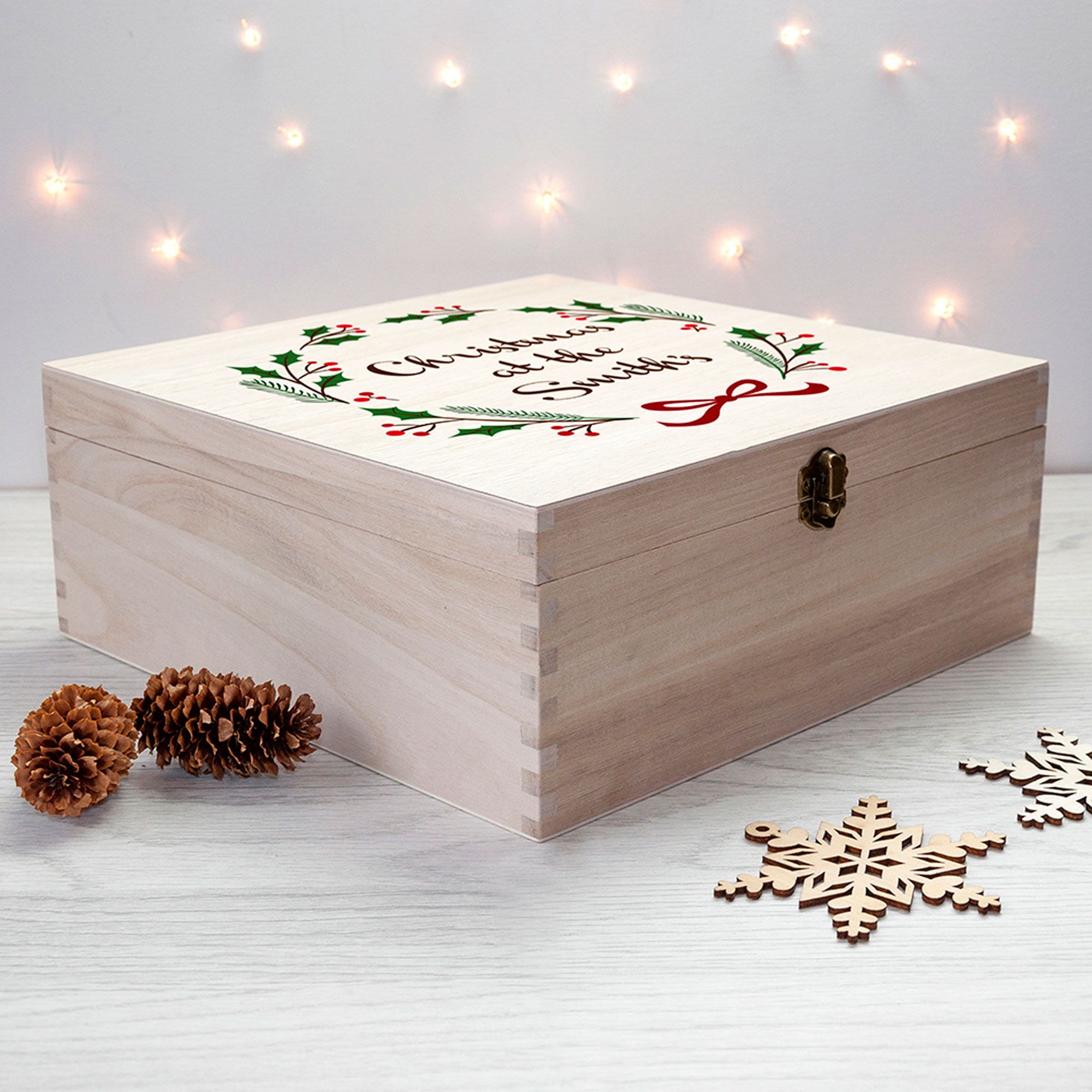 Personalised Christmas Eve Boxes | printed and engraved high quality festive wooden boxes, from PhotoFairytales