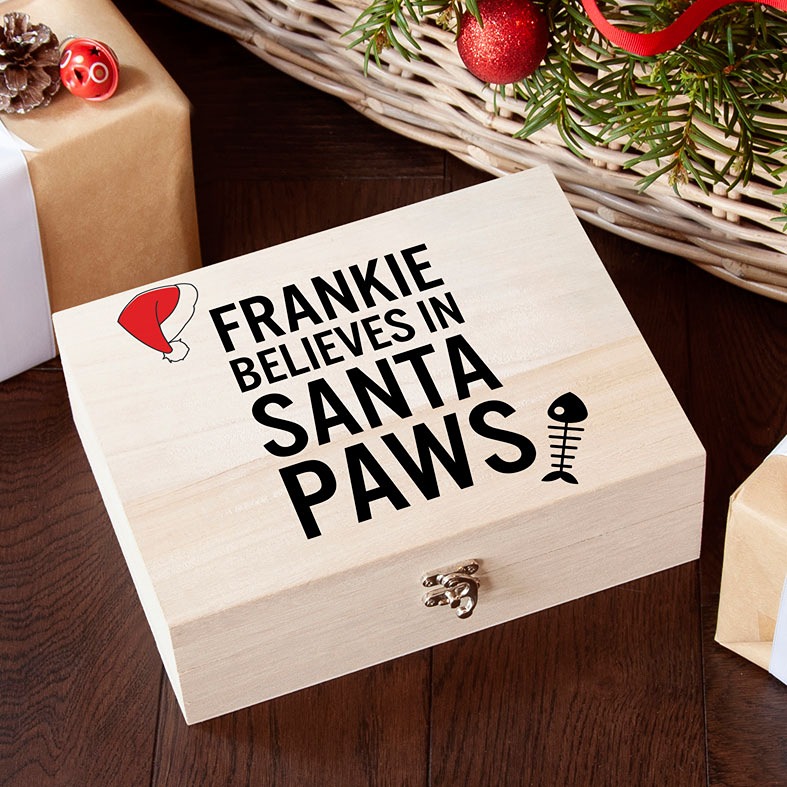 Personalised Pet Christmas Eve Boxes | festive high quality printed wooden box for your dog or cat, from PhotoFairytales