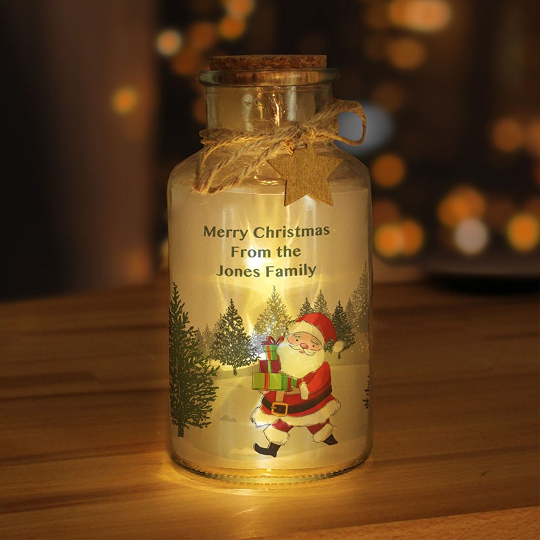 Personalised Santa LED Glass Jar | cosy festive gift idea, from PhotoFairytales