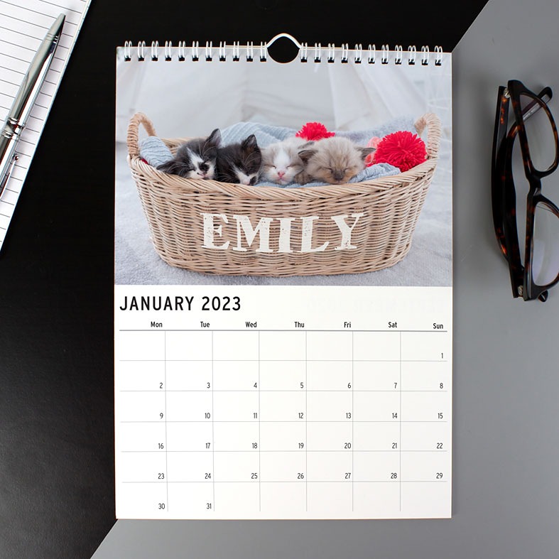 Cats and Kittens Personalised Calendar | A4 ring bound, start on any month of the year, great gift idea any cat lover from PhotoFairytales