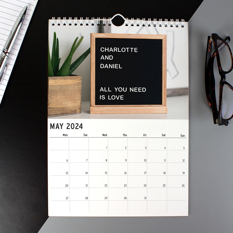 Personalised You and Me Couple Calendar | A4 ring bound, start on any month of the year, great gift idea for an anniversary or Valentine's Day, from PhotoFairytales