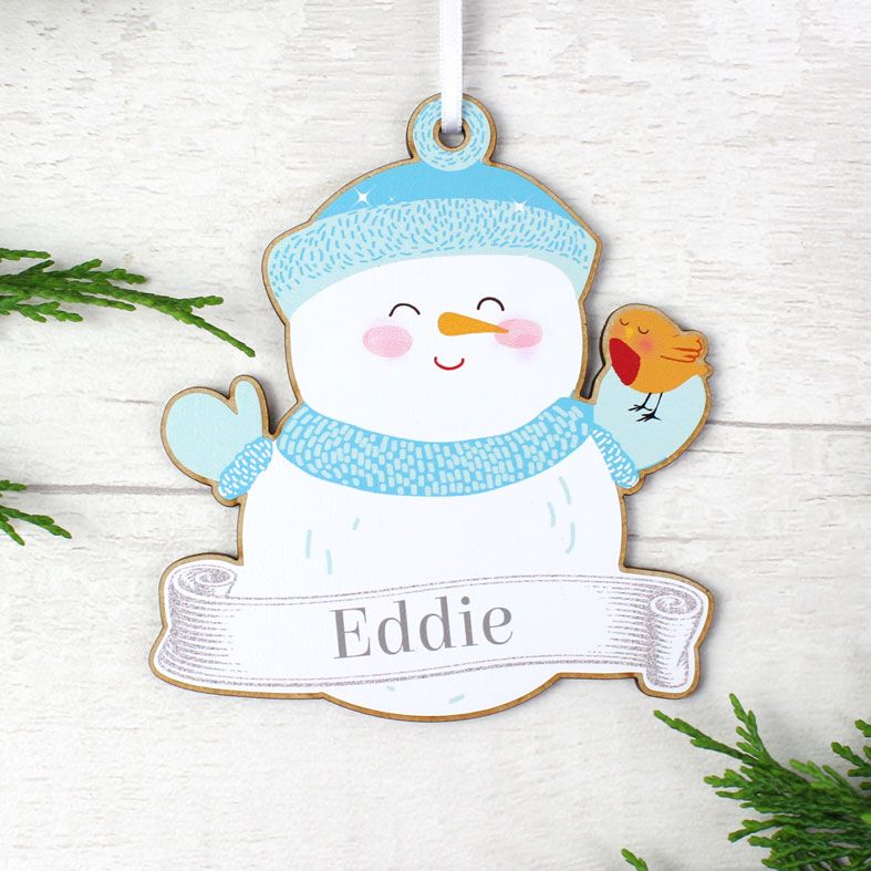 Personalised Christmas Characters Family Decorations | Set of 4 charming wooden hanging decorations, Santa, Mouse, Reindeer and Snowman | from PhotoFairytales