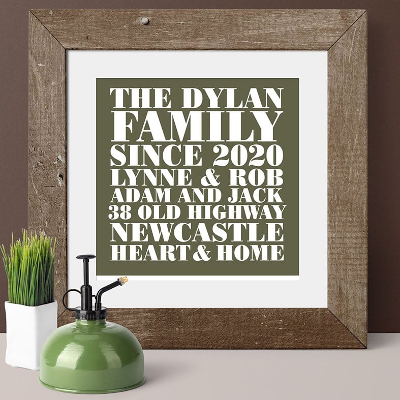 Heart and Home Personalised Print | Personalised Housewarming Gifts for Family, Canvas and Art Prints, PhotoFairytales