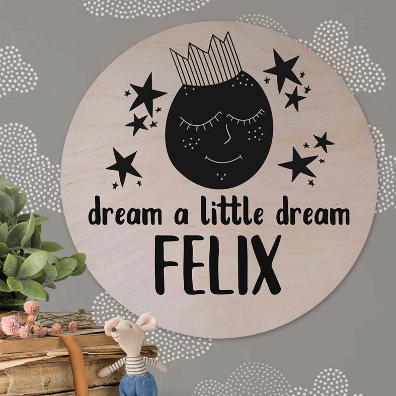 Personalised Wooden Circle Plaques | beautiful natural wood finish round wall nursery signs in a range of designs, PhotoFairytales