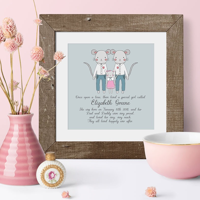 Personalised Mouse Family nursery print | bespoke baby christening gifts from PhotoFairytales
