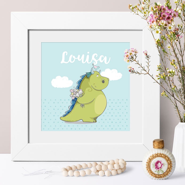 Personalised Dragon nursery print | bespoke baby christening gifts from PhotoFairytales