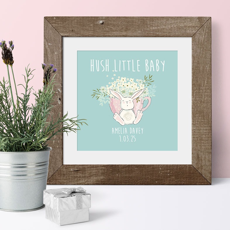 Personalised Hush Little Baby nursery print | bespoke baby christening gifts from PhotoFairytales