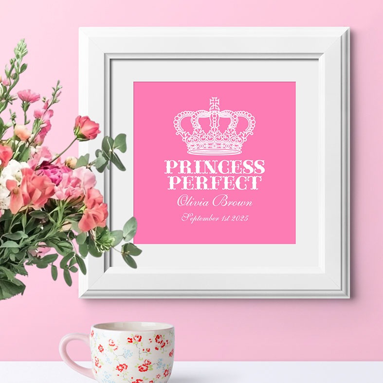 Personalised Princess Perfect nursery print | bespoke baby christening gifts from PhotoFairytales