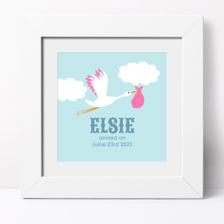 Stork Personalised Nursery Print | bespoke art print for baby's nursery, PhotoFairytales #nurseryart