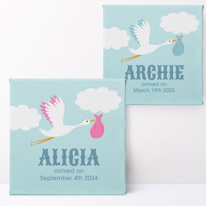 Stork Personalised Nursery Print | bespoke art print for baby's nursery, PhotoFairytales #nurseryart
