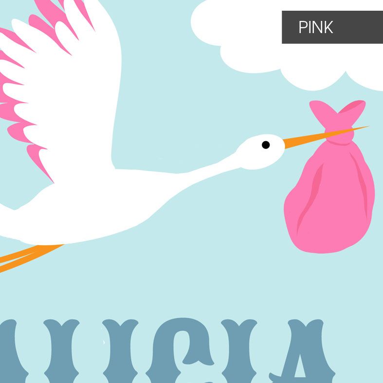 Stork Personalised Nursery Print | bespoke art print for baby's nursery, PhotoFairytales #nurseryart