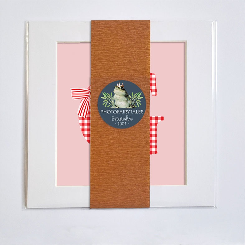 Personalised 'Cottage Check' initial print with gingham bow â€“ cottagecore wall art gift for her or nursery decor