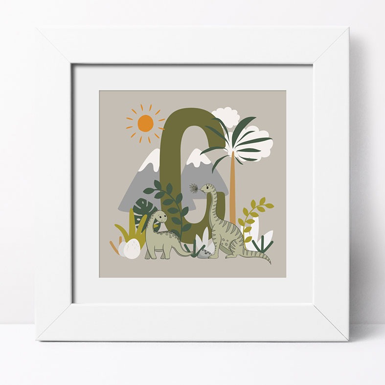 Personalised Dinosaur print: brilliant finishing touch for any child's bedroom or baby nursery and great gift idea for a dinosaur lover