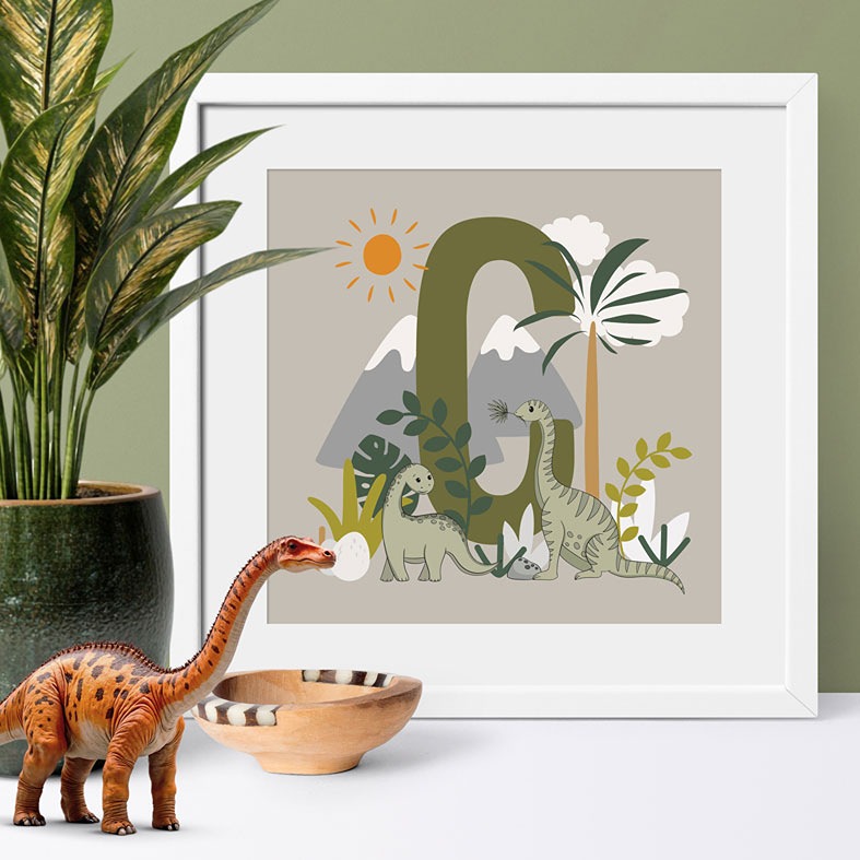 Personalised Dinosaur print: brilliant finishing touch for any child's bedroom or baby nursery and great gift idea for a dinosaur lover