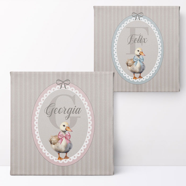 Personalised Duckling nursery print - baby nursery wall art in pastel colours, charming christening gift