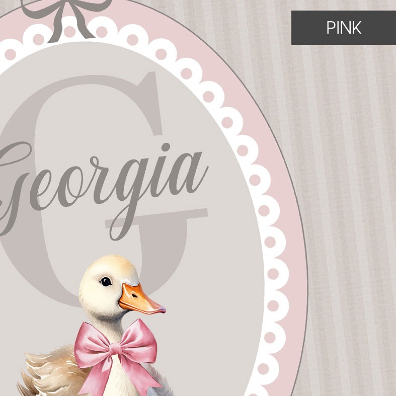 Personalised Duckling nursery print - baby nursery wall art in pastel colours, charming christening gift
