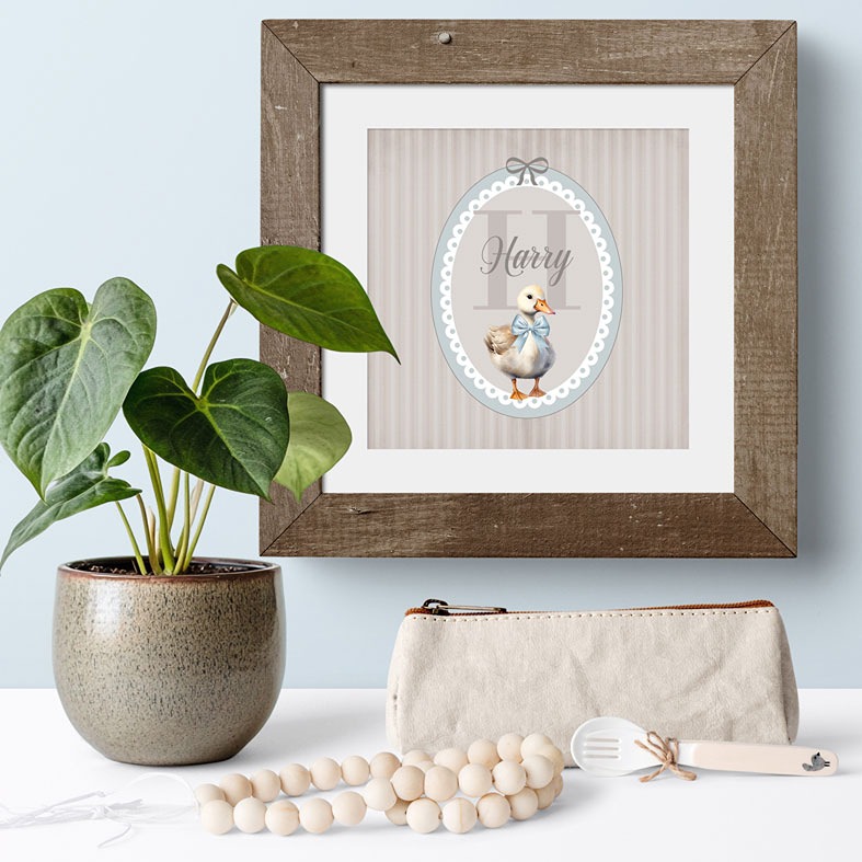 Personalised Duckling nursery print - baby nursery wall art in pastel colours, charming christening gift