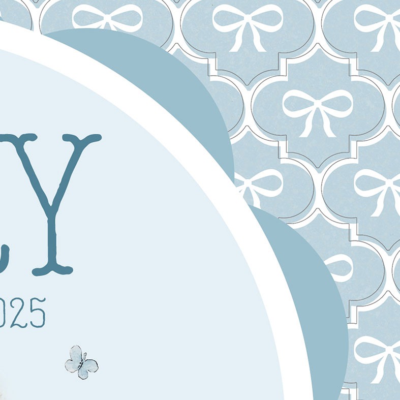 Personalised blue Little Bear print â€“ baby nursery wall art and charming christening gift idea for boys or girls